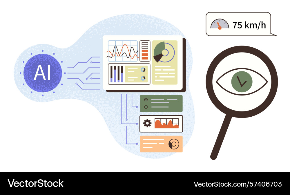 Ai-powered data analysis with visualization Ai-powered data analysis with visualization vector image