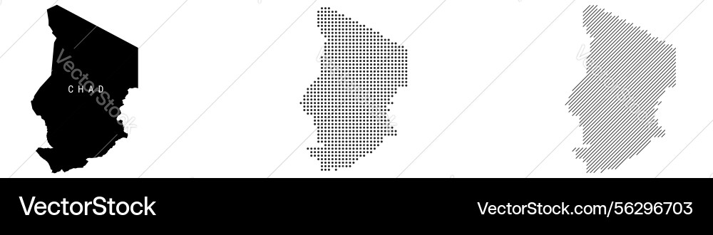 Chad silhouette map and two patterns of dots Vector Image