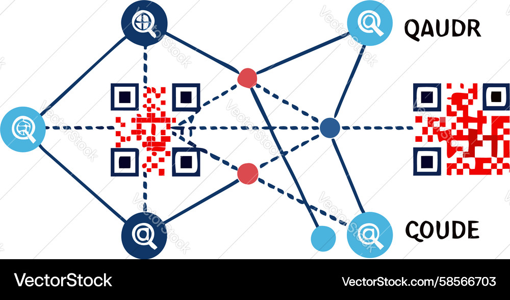 Digital Network & QR Code Flow Vector Image