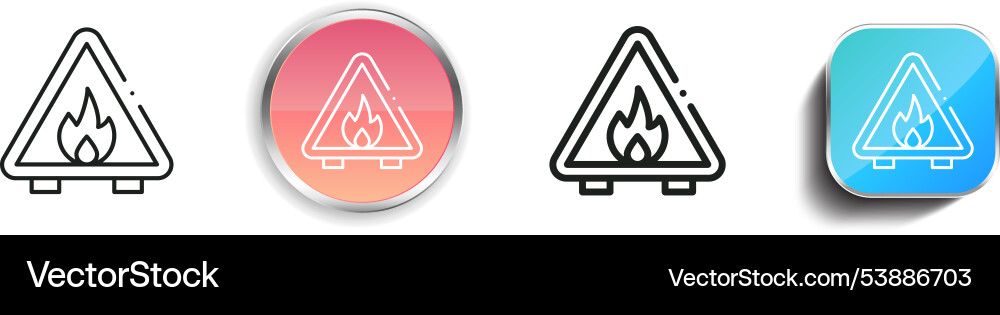 Fire icon thin linear regular and button style vector image