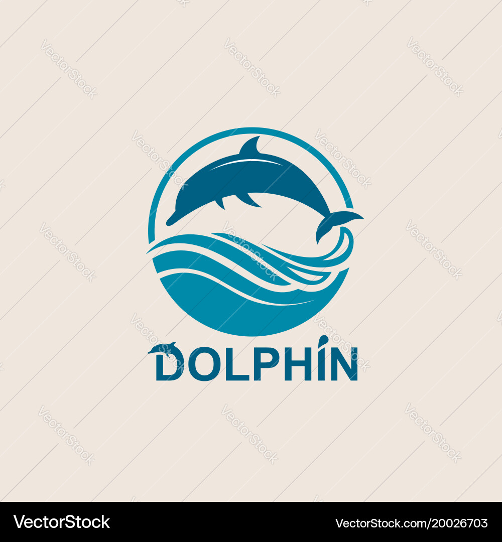 Jumping Dolphin Emblem Vector Image