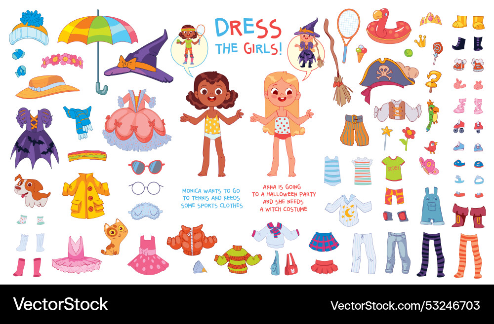 Kids Dress-Up Game - Halloween Party Vector Image
