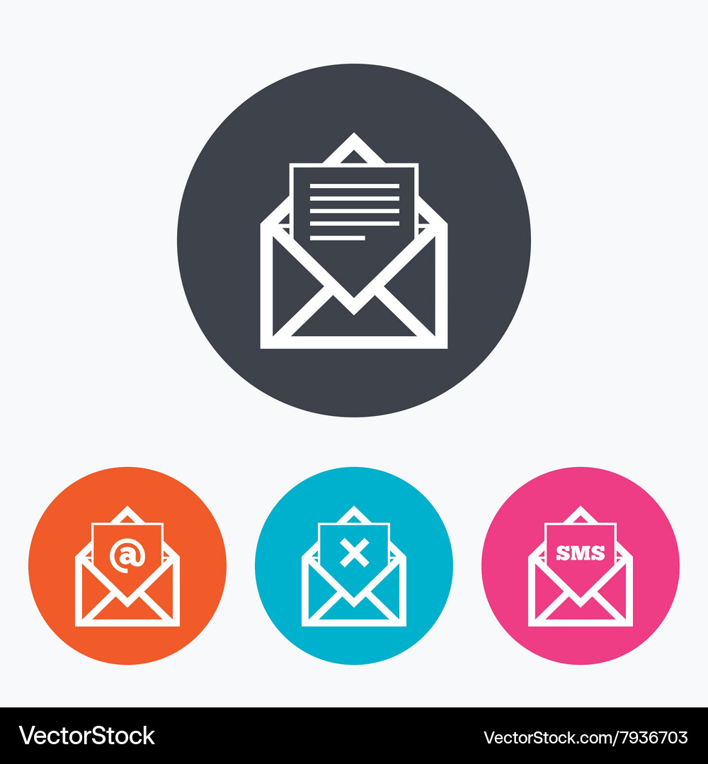 Mail envelope icons message document symbols Vector Image