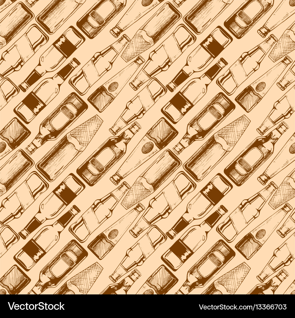 Seamless pattern with different beer bottles Seamless pattern with different beer bottles vector image