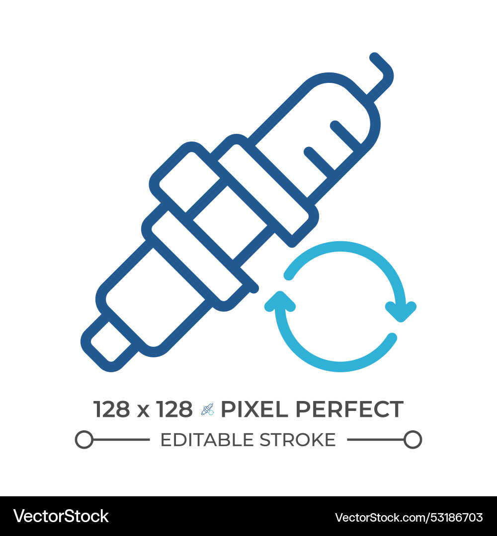 Spark plug replacement two color line icon Vector Image