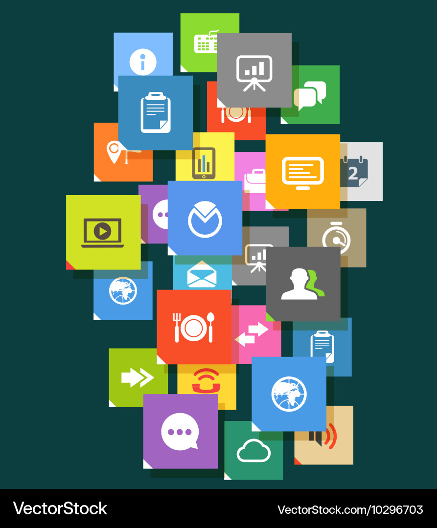 Web color tile interface template with modern Vector Image