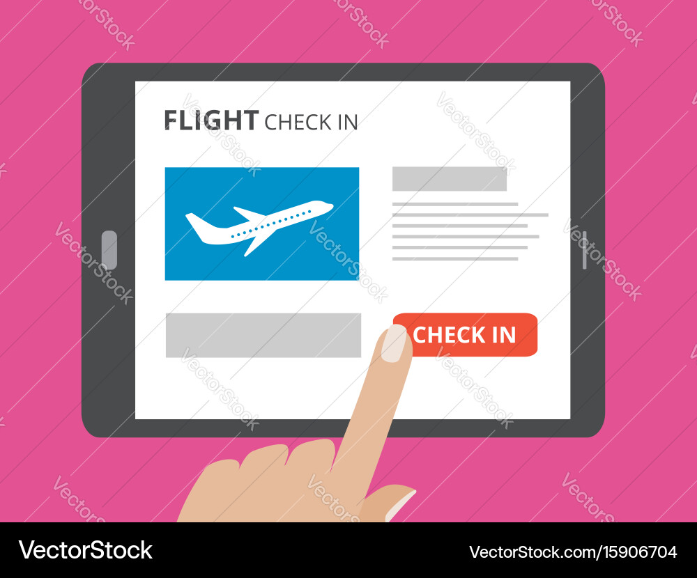 Hand touching screen of tablet computer with check vector image