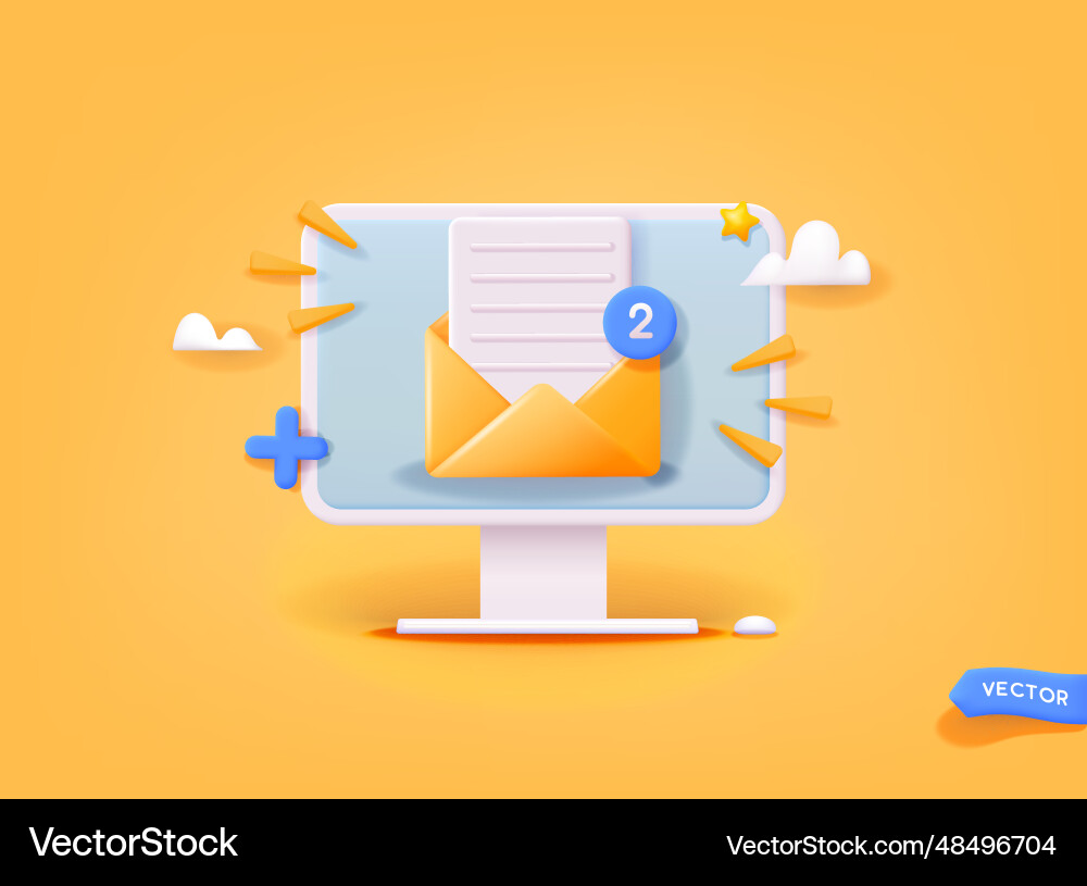 Open mail envelope icon on computer screen Open mail envelope icon on computer screen vector image