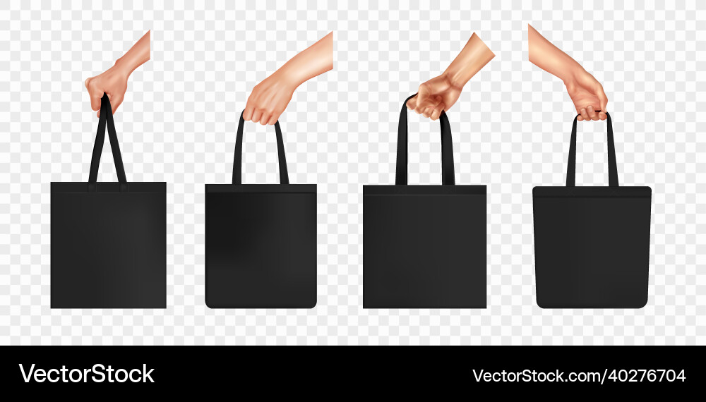 Realistic hands bag transparent icon set Realistic hands bag transparent icon set vector image