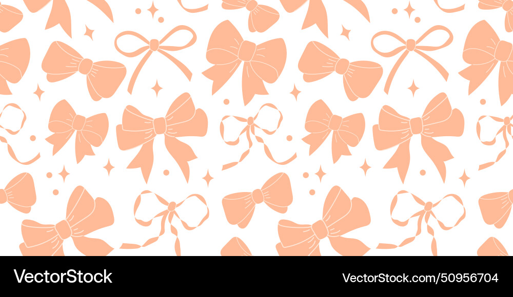 Seamless pattern with various peach fuzz satin bow Seamless pattern with various peach fuzz satin bow Vector Image