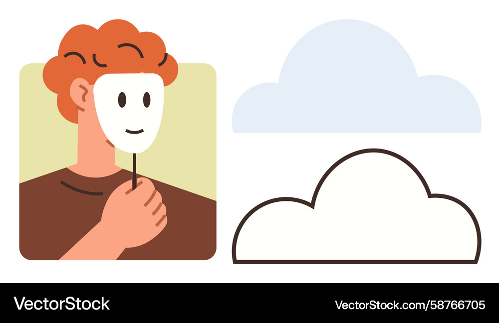 Mask and Clouds: Identity & Reflection Vector Image