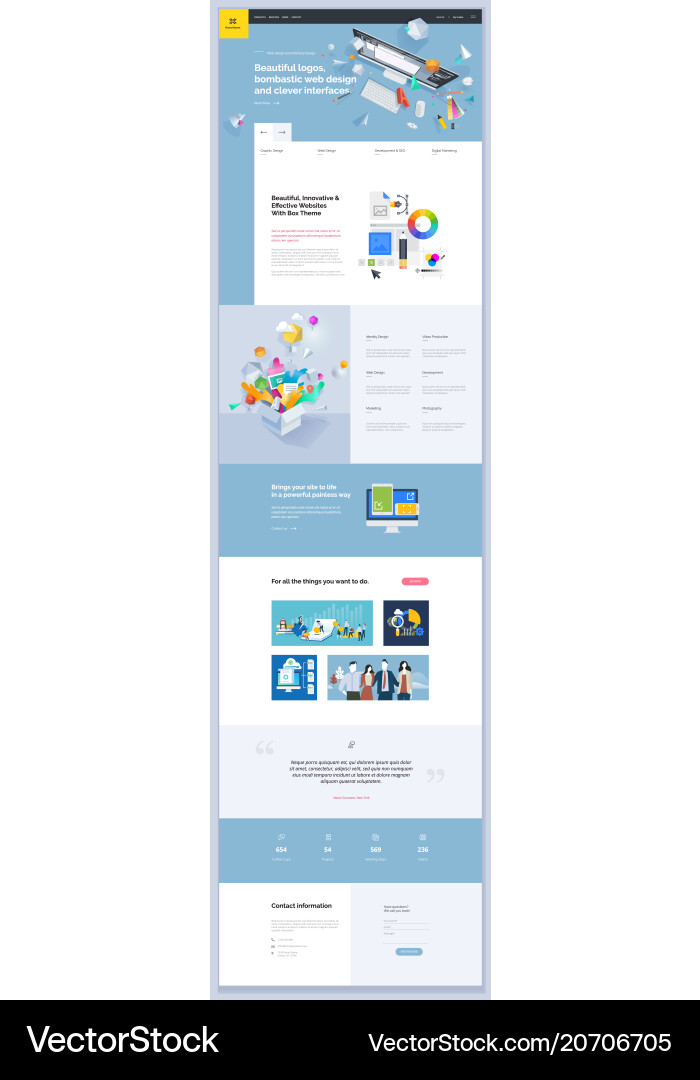 One page website template design Royalty Free Vector Image