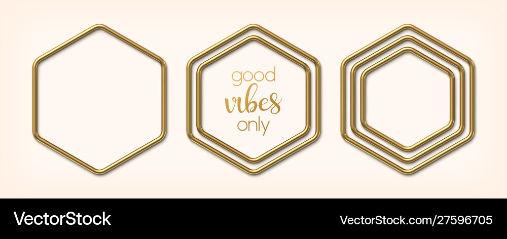 Set abstract golden hexagonal frames Set abstract golden hexagonal frames vector image