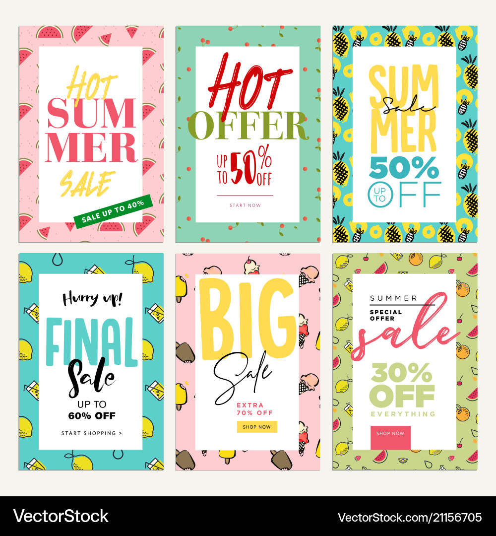 Set of mobile ads and posters summer sale banners Set of mobile ads and posters summer sale banners vector image