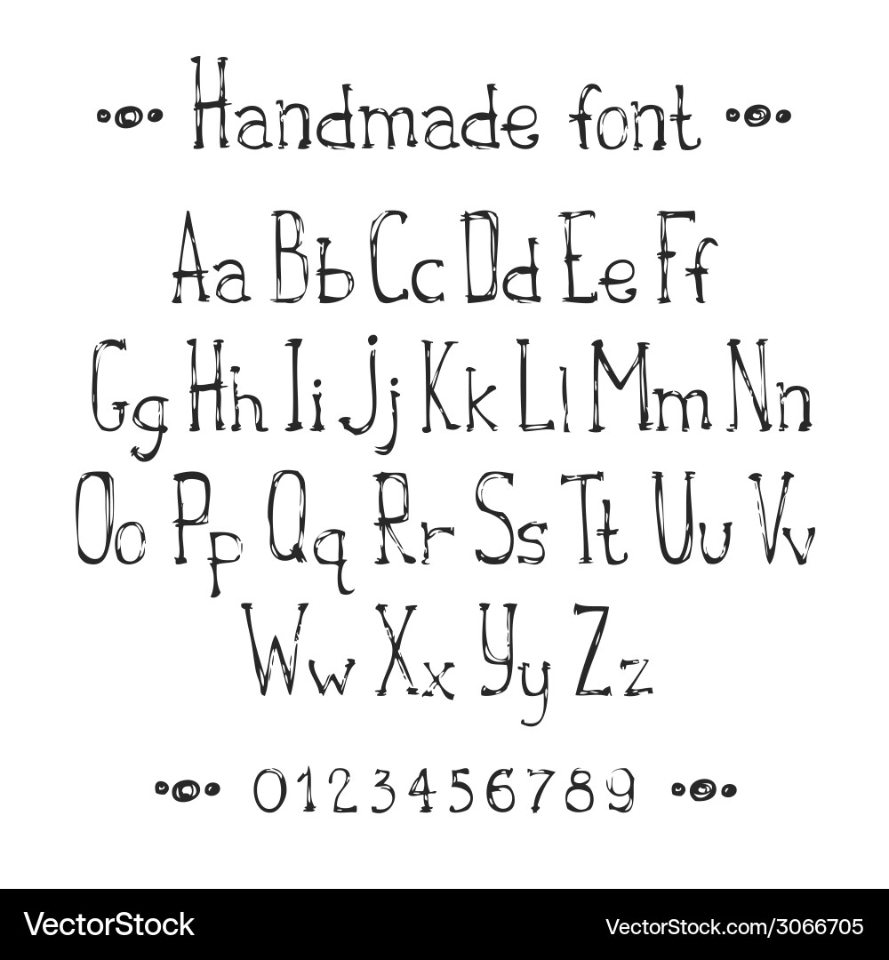 Simple monochrome hand drawn font complete abc Vector Image