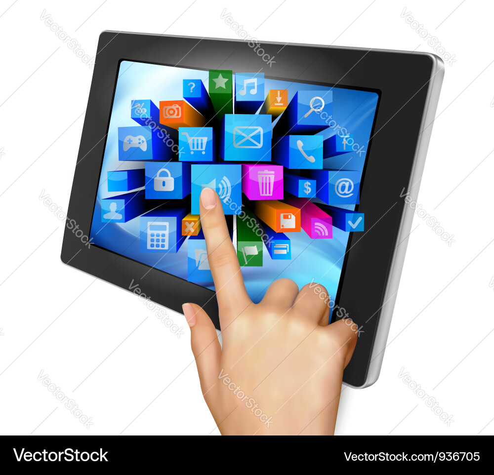 Touchpad Tablet with Icons vector image