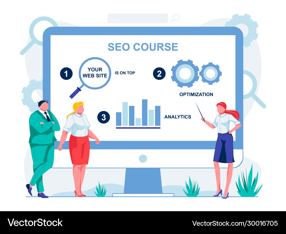 Website on top optimization and analytic chart Website on top optimization and analytic chart vector image