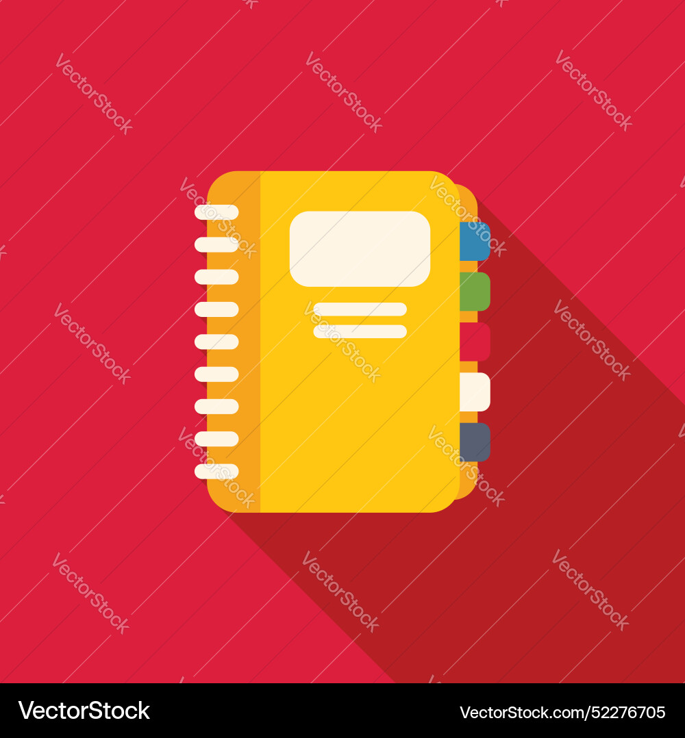 Yellow notebook with colorful bookmarks is lying Yellow notebook with colorful bookmarks is lying vector image
