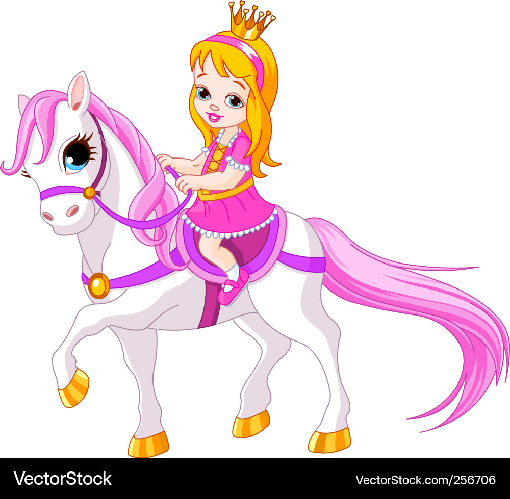 Cute Princess Riding Horse vector image