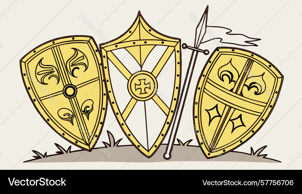 Heraldic shields set design generative ai Vector Image