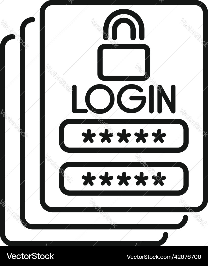 Login password icon outline page log Login password icon outline page log Vector Image