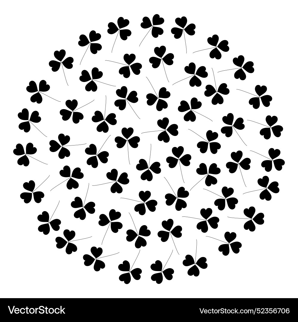 Outline shamrocks in a shape of circle round Outline shamrocks in a shape of circle round Vector Image