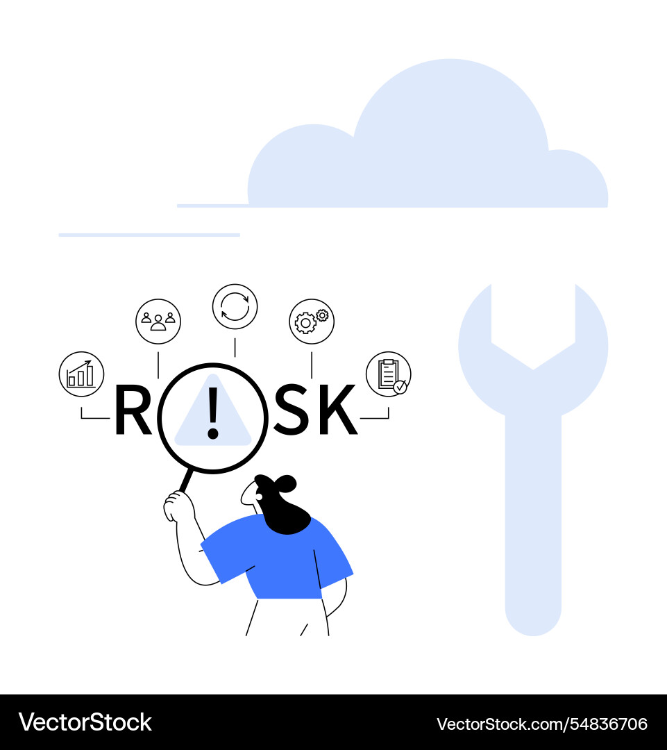 Risk management analysis with icons and tools Vector Image
