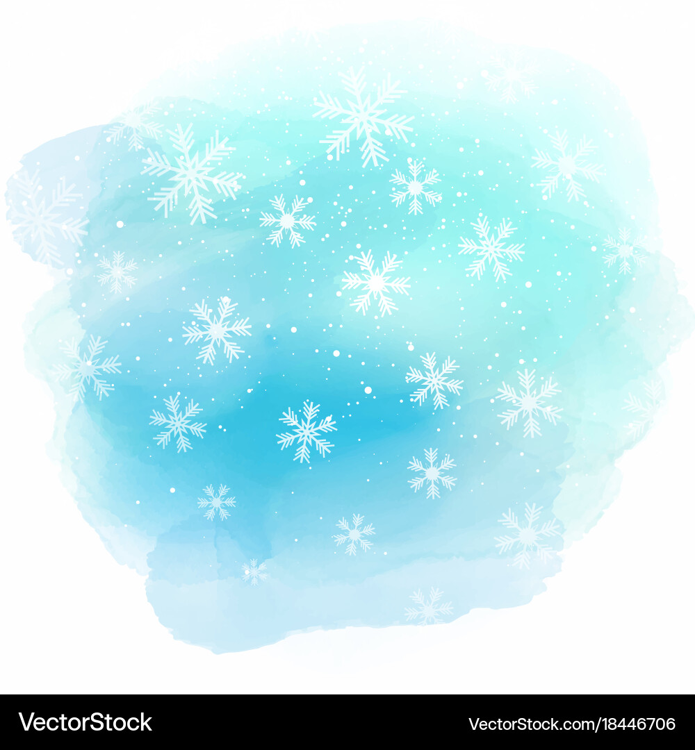 Watercolor Snowflakes on Blue Background Vector Image