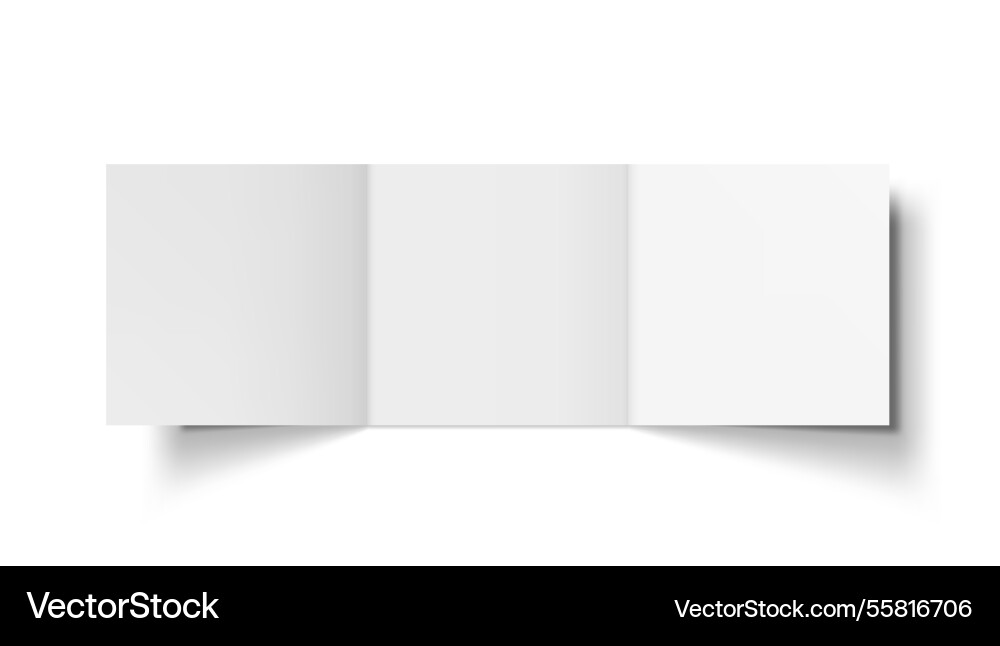 White blank three sheets fold leaflet with shadow vector image