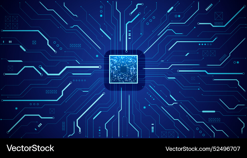Abstract cpu chip with glowing pixels Abstract cpu chip with glowing pixels vector image