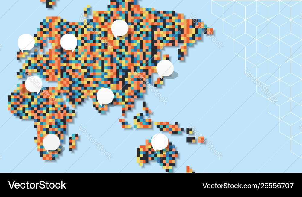 Bunte Pixel Weltkarte Vektorbild