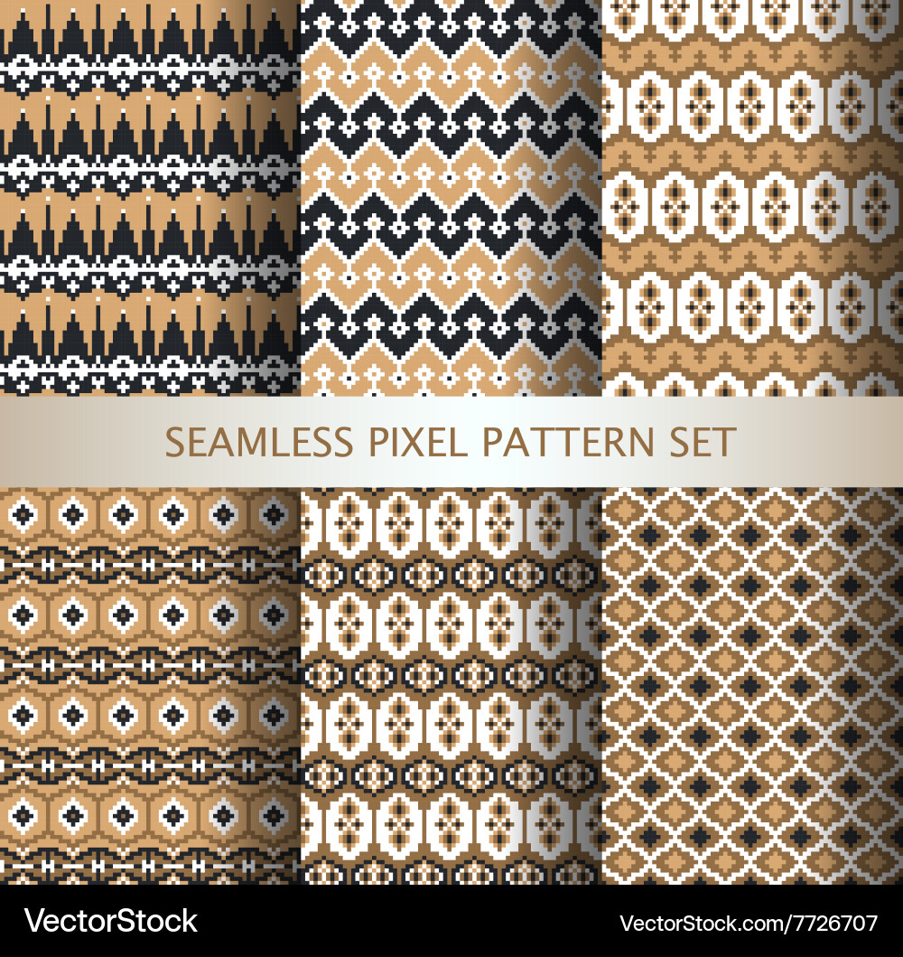 Collection of pixel colorful seamless patterns vector image