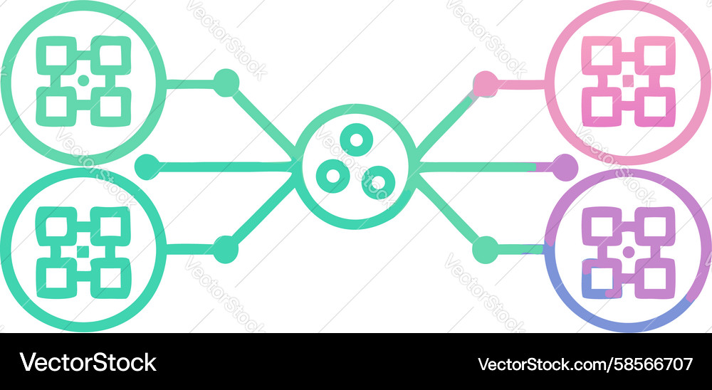Decentralized data network nodes blockchain Vector Image