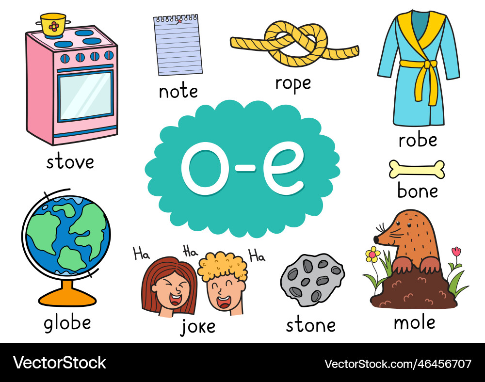 O-e digraph spelling rule educational poster O-e digraph spelling rule educational poster vector image