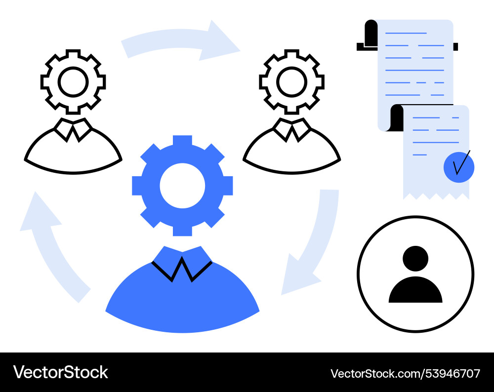 Team collaboration with workflow and task Team collaboration with workflow and task vector image