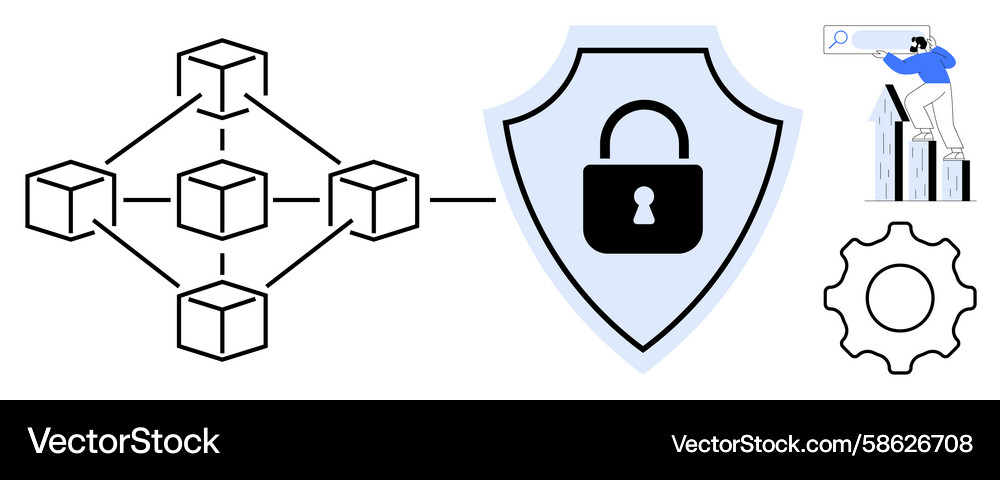 Blockchain security with data exploration Blockchain security with data exploration Vector Image