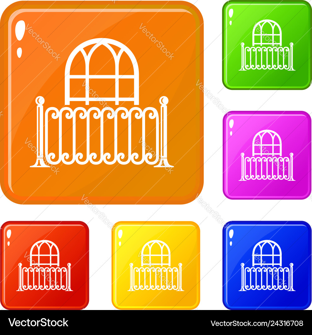 Building decor icons set color vector image