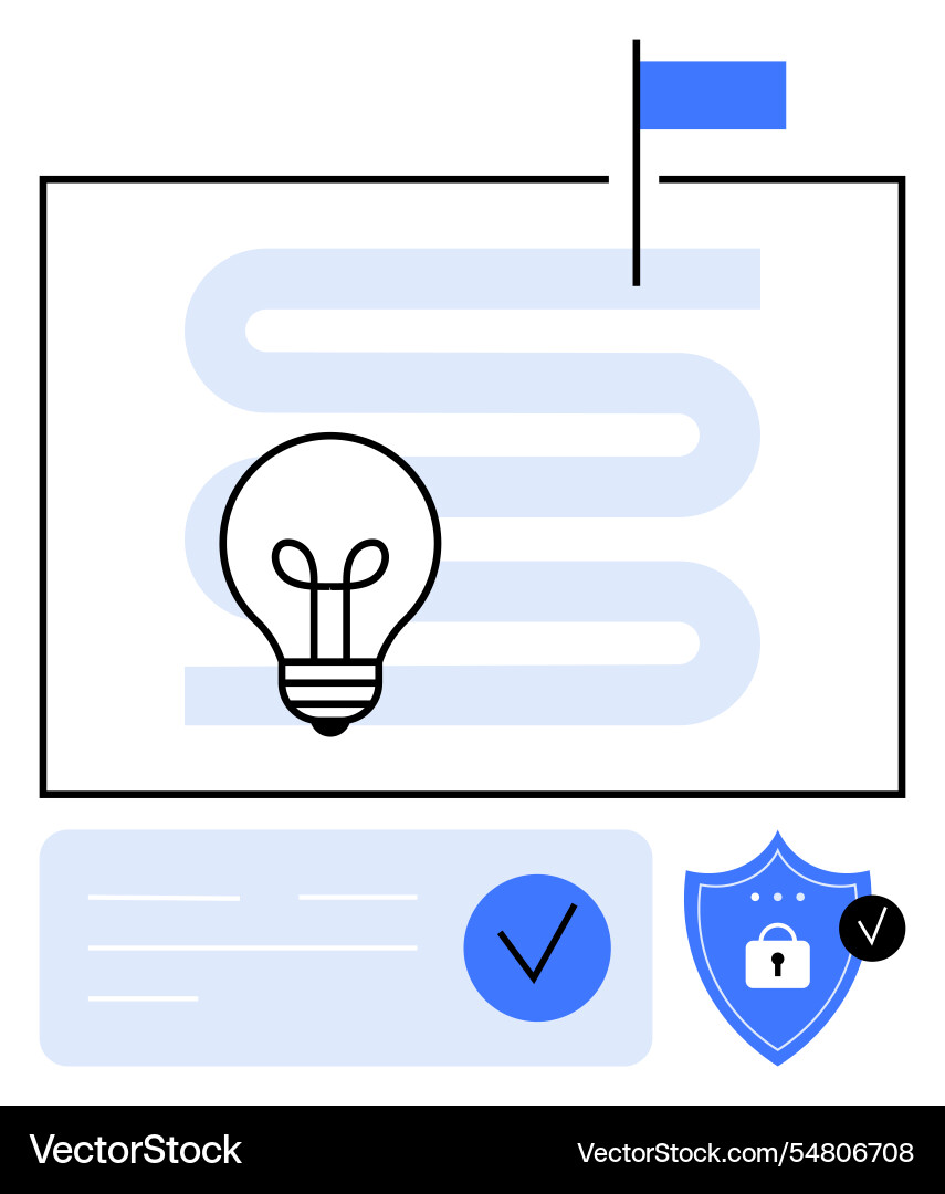 Creative path with light bulb idea and security Creative path with light bulb idea and security vector image