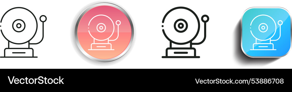 Fire alarm icon thin linear regular and button Vector Image