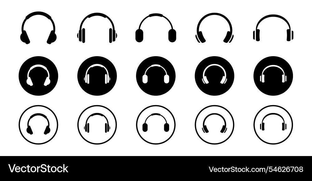 Headphone icons set or sign and symbol Headphone icons set or sign and symbol vector image