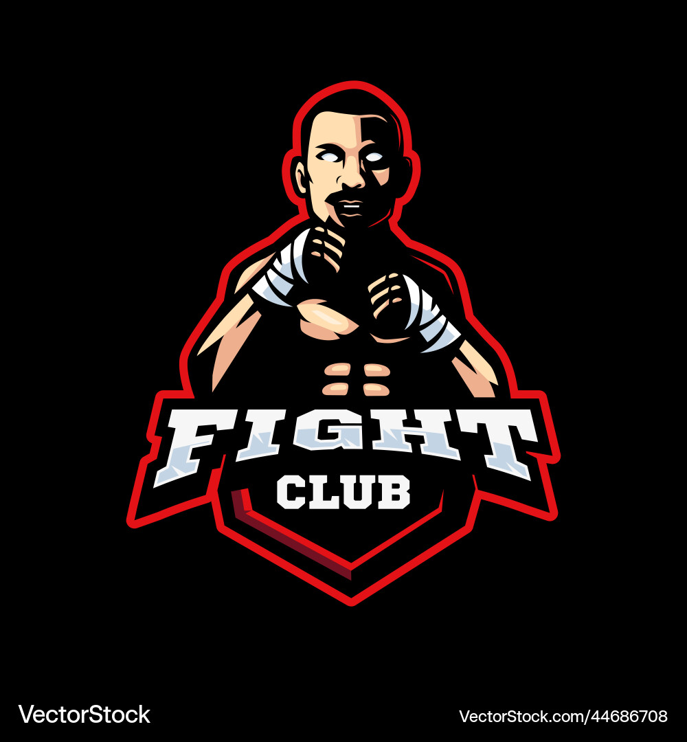 Kämpfer für Kampfclub-Logo isoliert auf dunkel Kämpfer für Kampfclub-Logo isoliert auf dunkel vektorbild