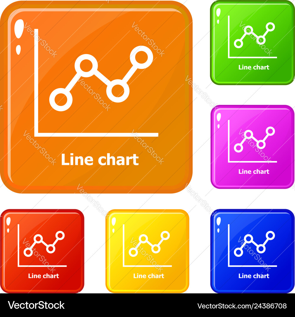 Line chart icons set color Line chart icons set color vector image