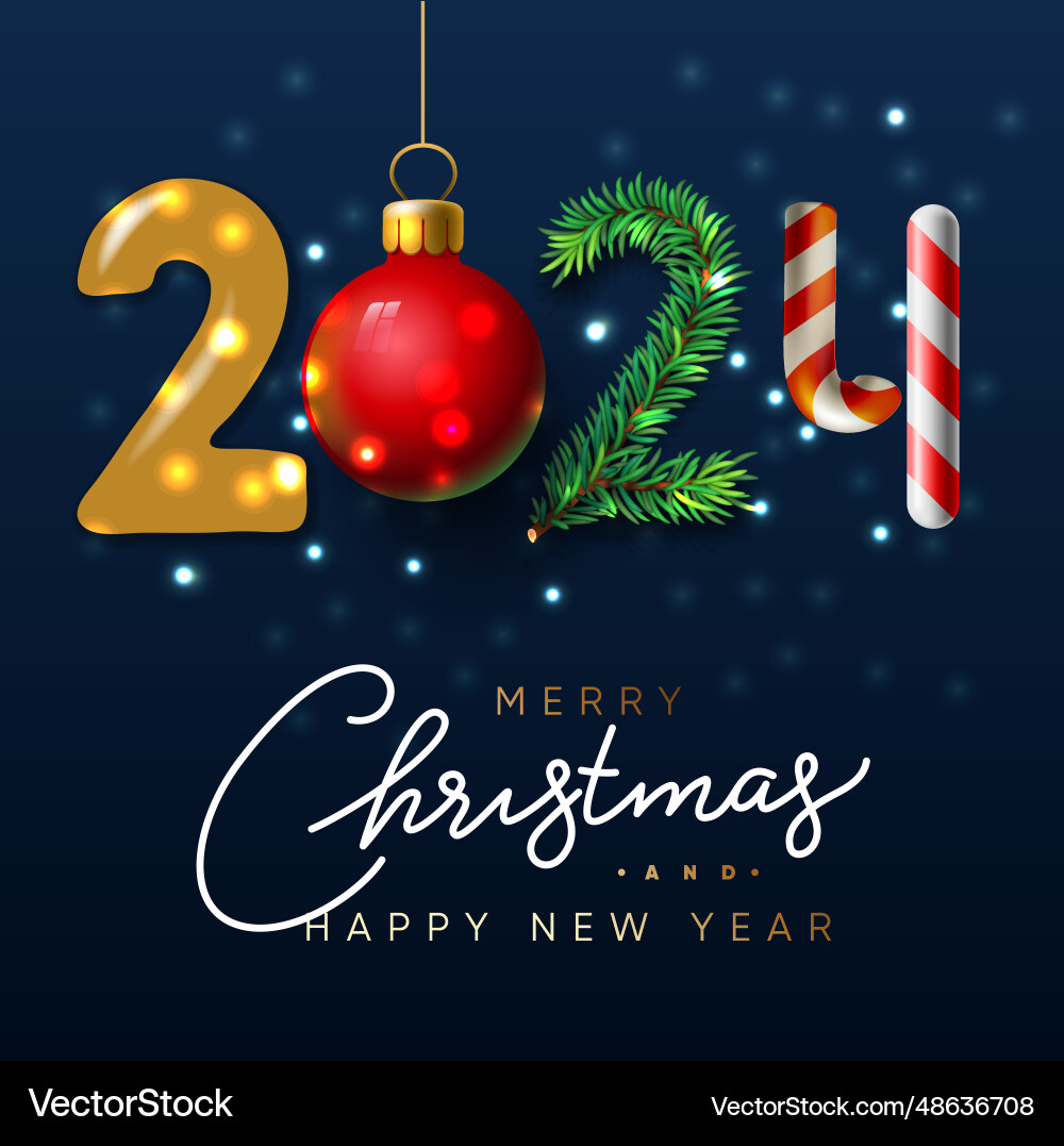 Merry christmas and happy new year 2024 greeting Merry christmas and happy new year 2024 greeting vector image
