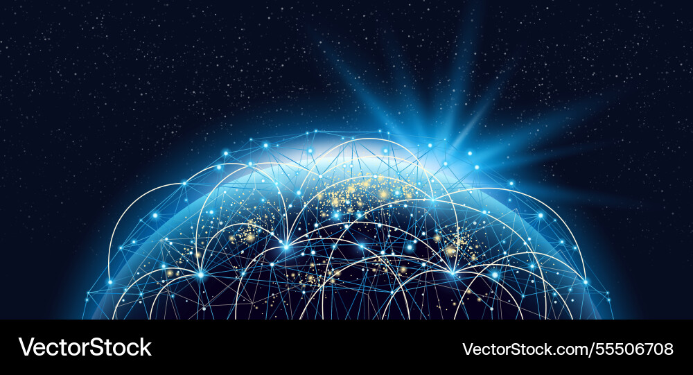 Planet hologram with global network projection Vector Image