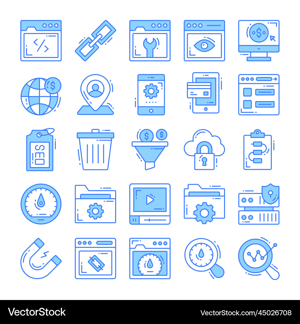 Set of seo icons for web design development vector image