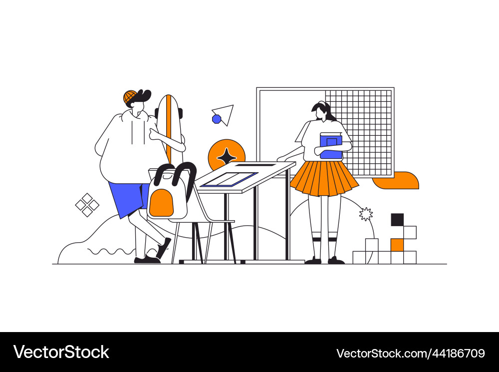 Back to school web concept in flat outline design Back to school web concept in flat outline design vector image