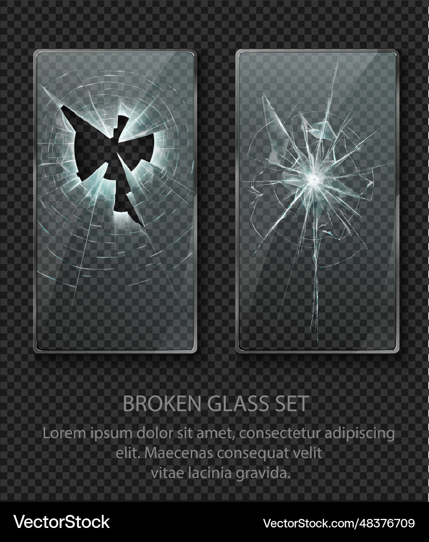 Glass framework broken set Glass framework broken set vector image
