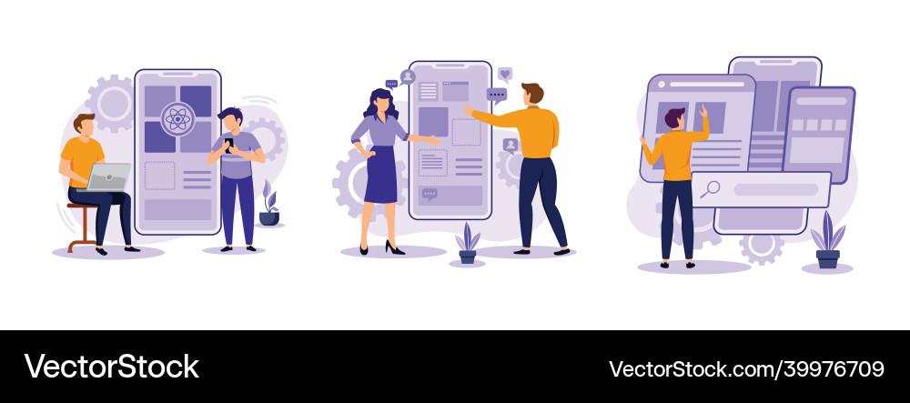 Mobile app development process abstract concept Mobile app development process abstract concept Vector Image
