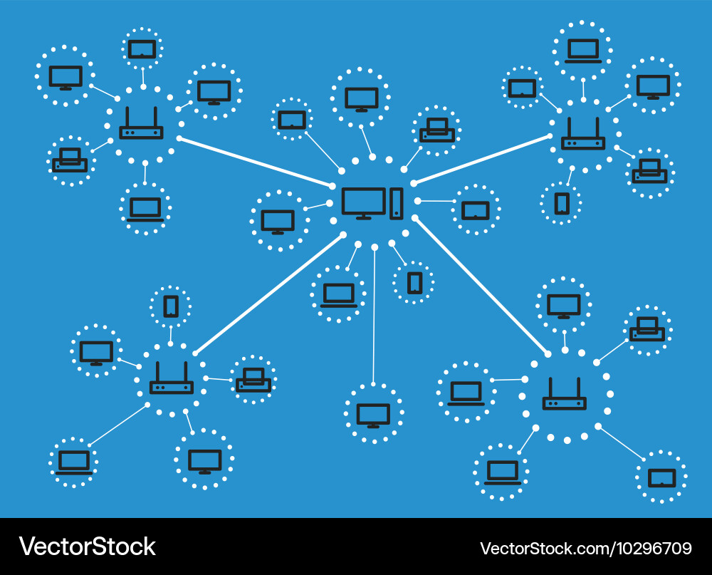 Modern web media network scheme lineart design vector image