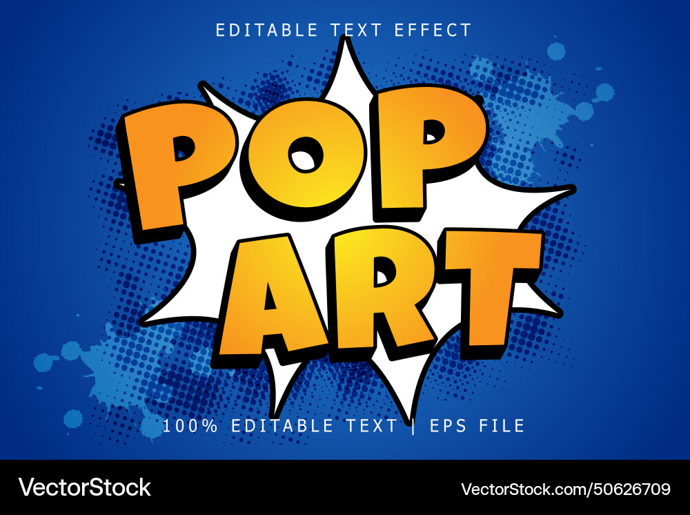 Pop art editable text effect 3 dimension emboss Vector Image